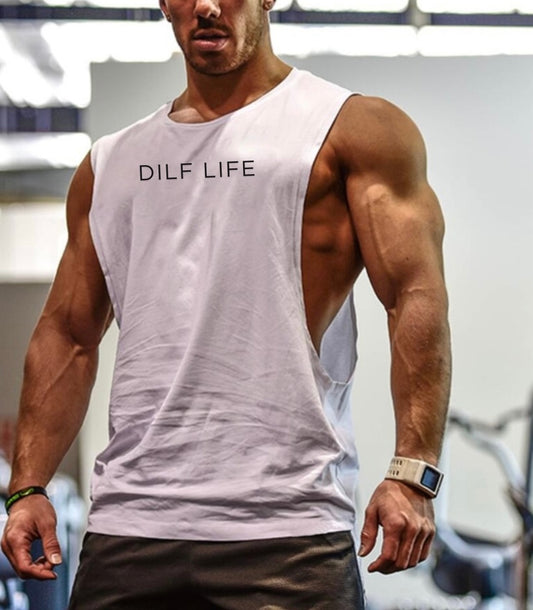 Dilf Life Cutoff Tee in Black and White