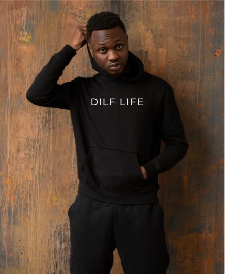 Dilf Life Hoodie in Black and Beige
